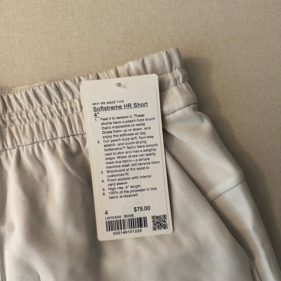 Lululemon Softstreme High-Rise Short 4" Bone - Picture 6 of 6